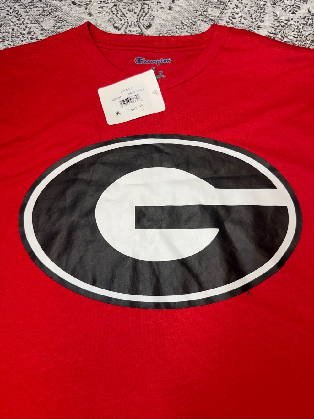 Champion Red Georgia Bulldogs SS Tee w/Bold Black & White “G” Logo - Medium